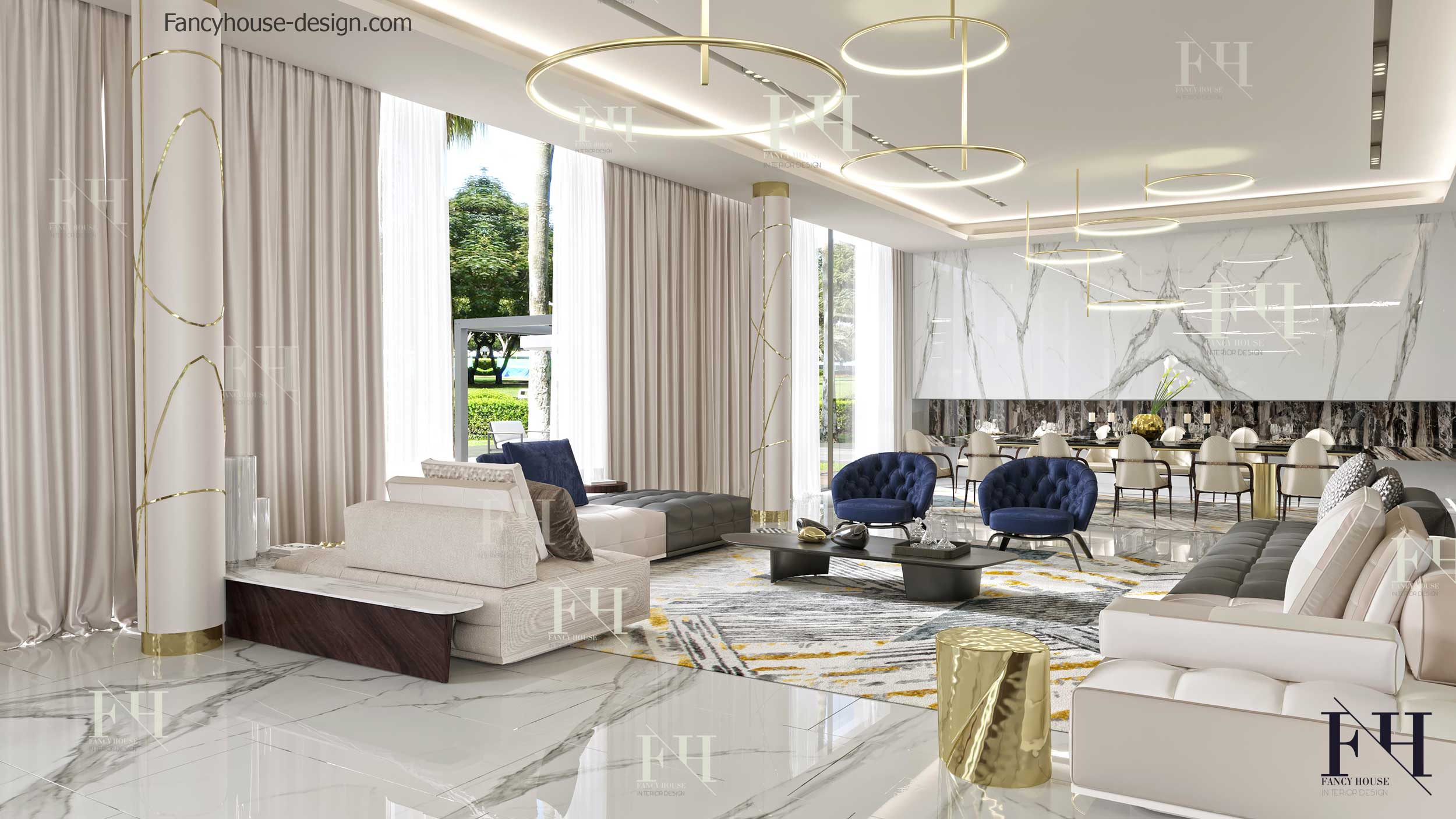 Modern luxury living room interior design and decoration in Dubai UAE ...