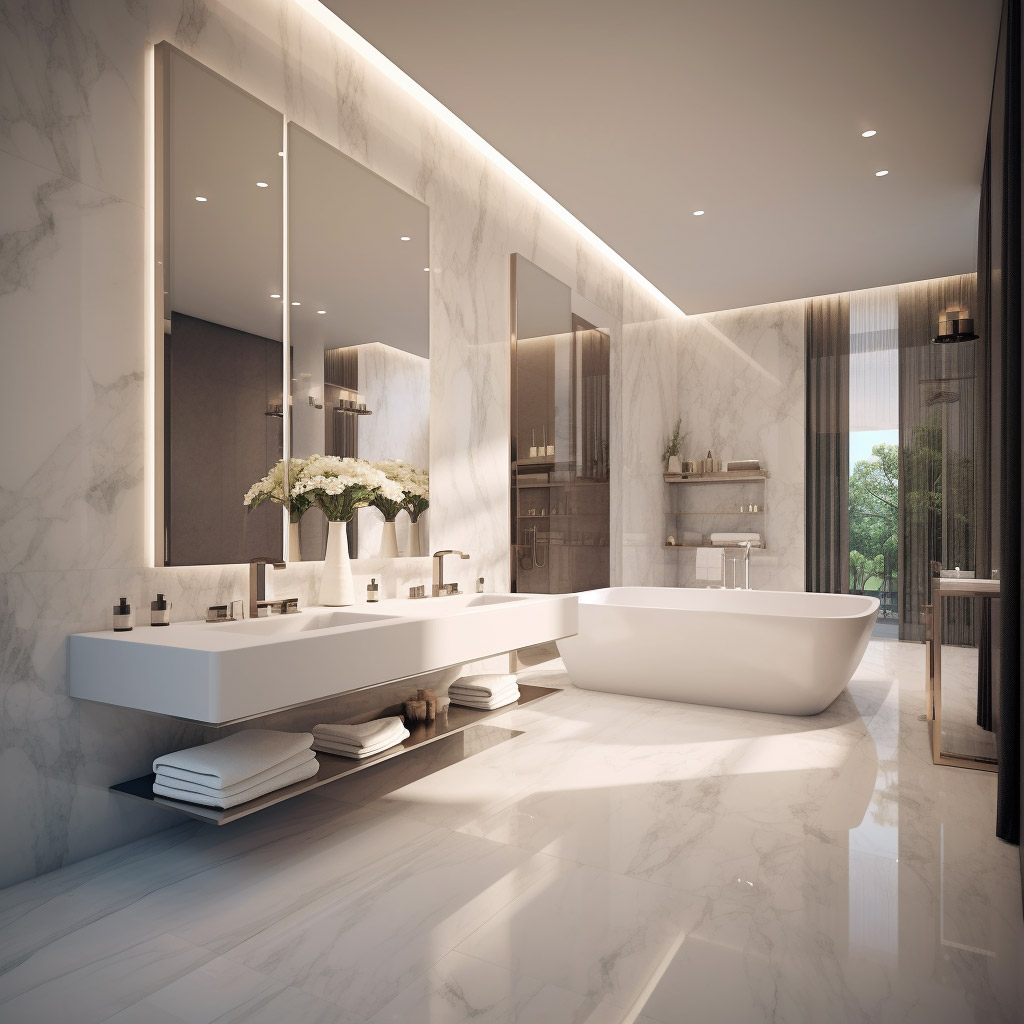 A luxury master bathroom interior design