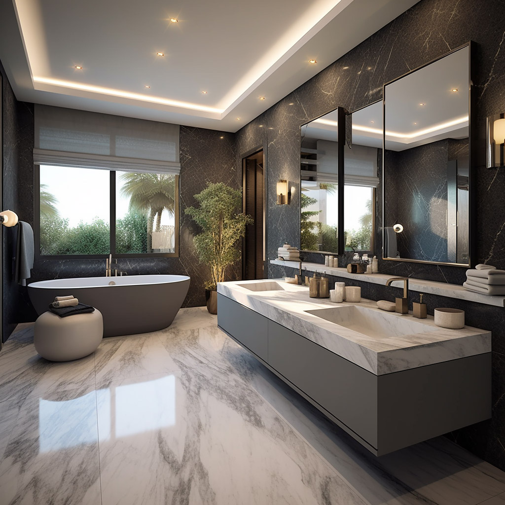 the master bathroom, providing a luxurious and serene environment for pampering and rejuvenation.