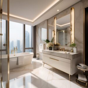 Marble and Gold Accents Transform Master Bathrooms
