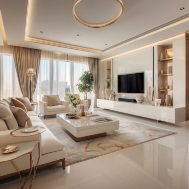 Cream Elegance: Modern Luxury in Living Room Design | FH