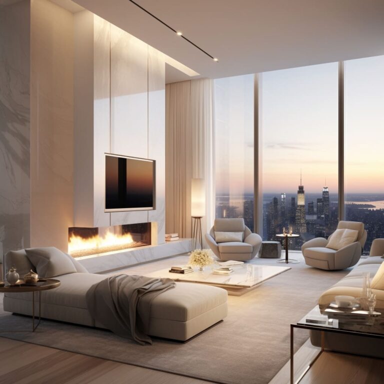 Picture of Modern penthouse terrace, apartment, minimalist interior design with ...