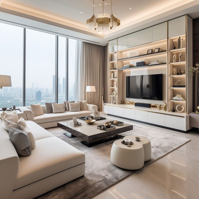 Cream Elegance: Modern Luxury in Living Room Design | FH