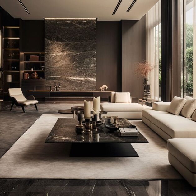 Use of Natural Stone in Modern Living Room Design | FH - Edgy Natural Stone Designs For Living Room