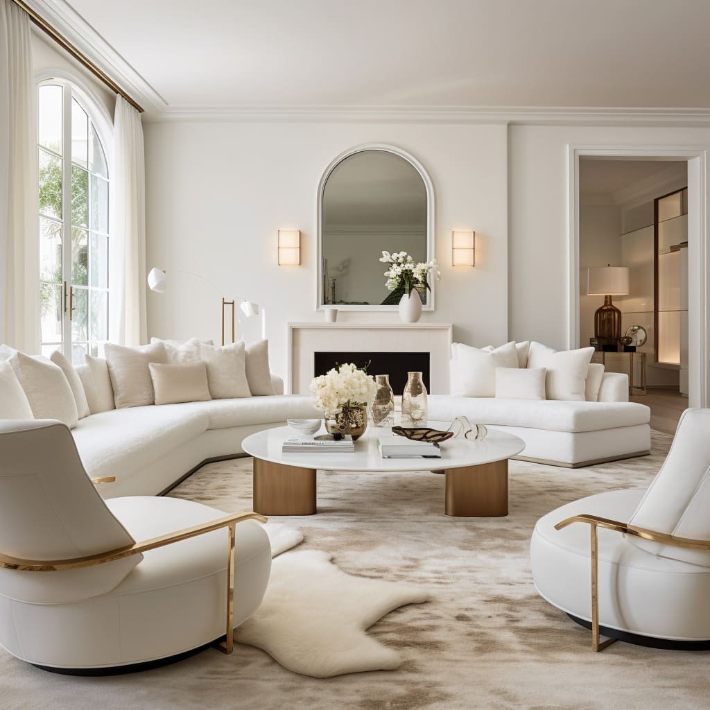 A soft, white sofa is the heart of this cozy and welcoming living room.