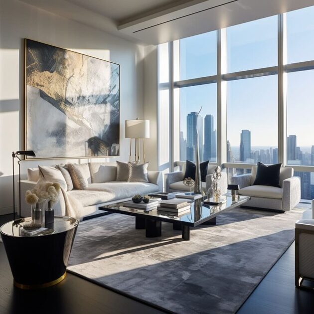 Illustration of Penthouse Apartment Modern And Elegant Furniture