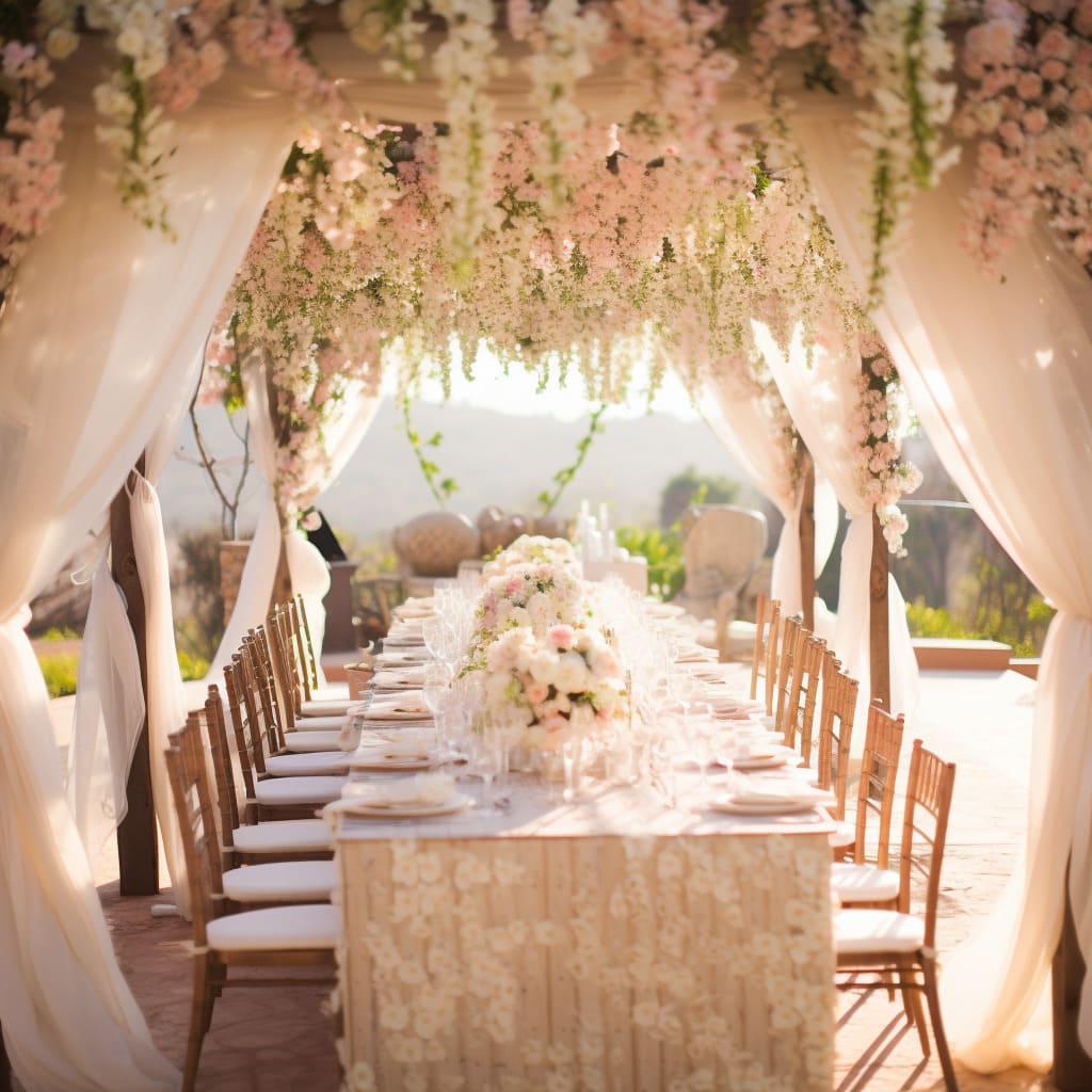 American style decor creates an inviting atmosphere for bridal festivities.