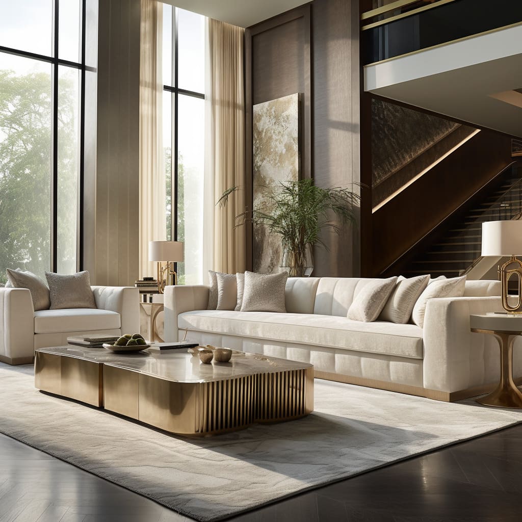 Beige seating in the living room brings a sense of calm and sophistication to the home.