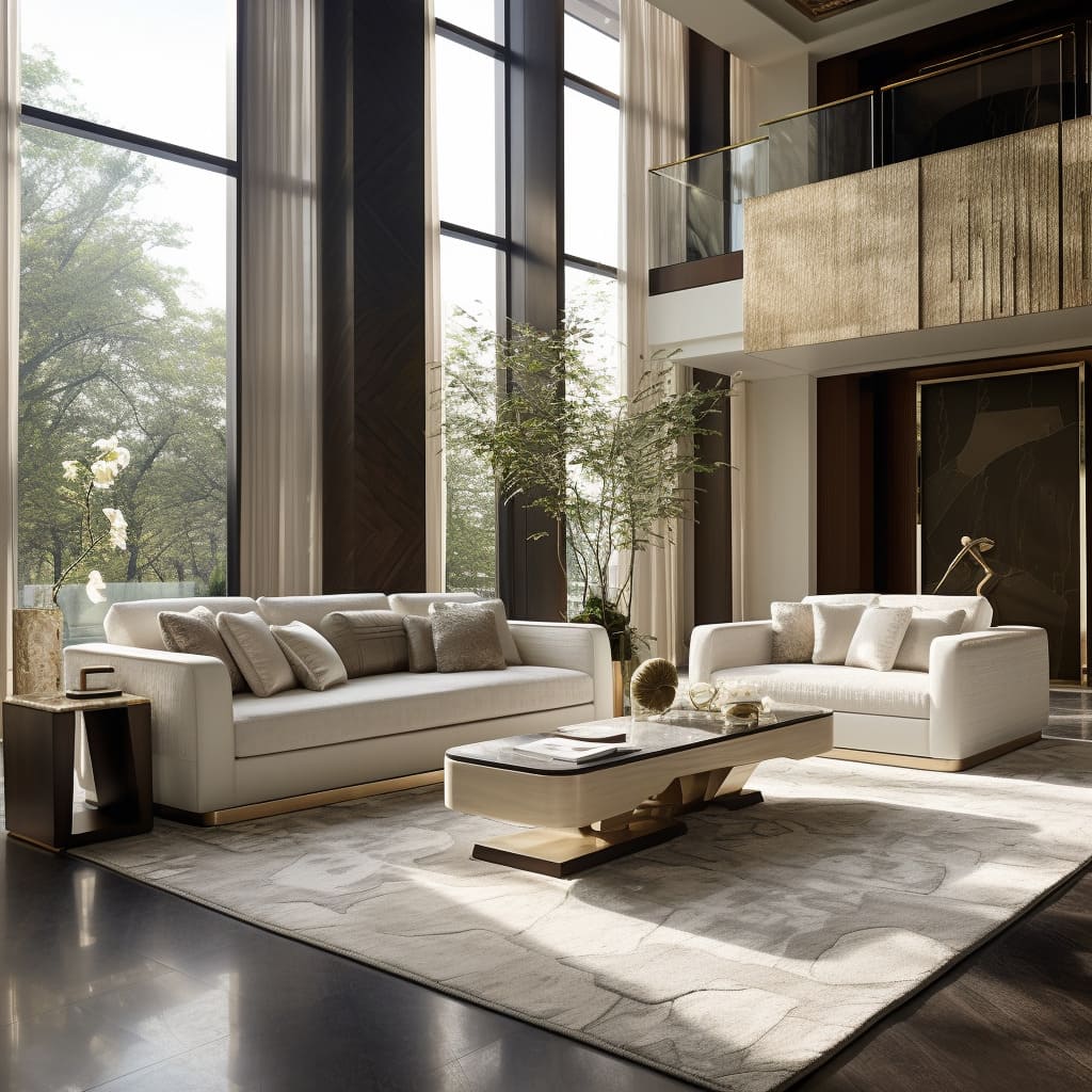 Beige tones in this house's living room are a masterclass in understated elegance.