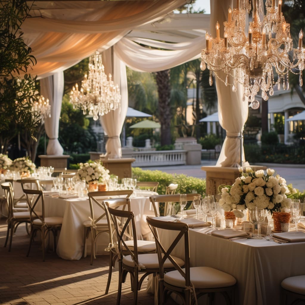 Bridal decorations add a touch of romance to the room.