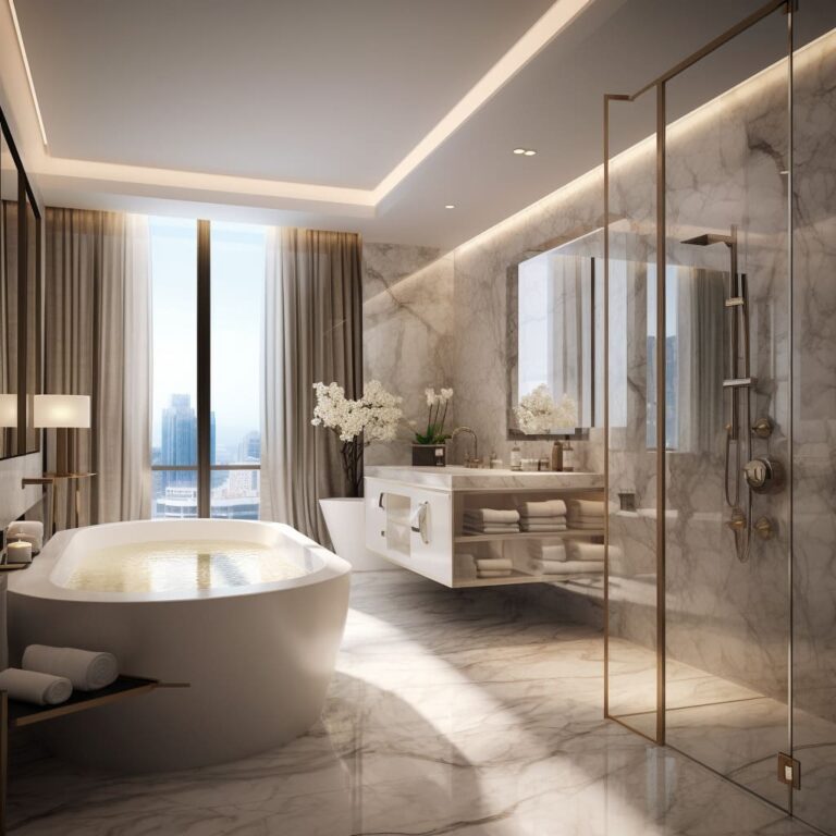 Marble and Gold Accents Transform Master Bathrooms | FH