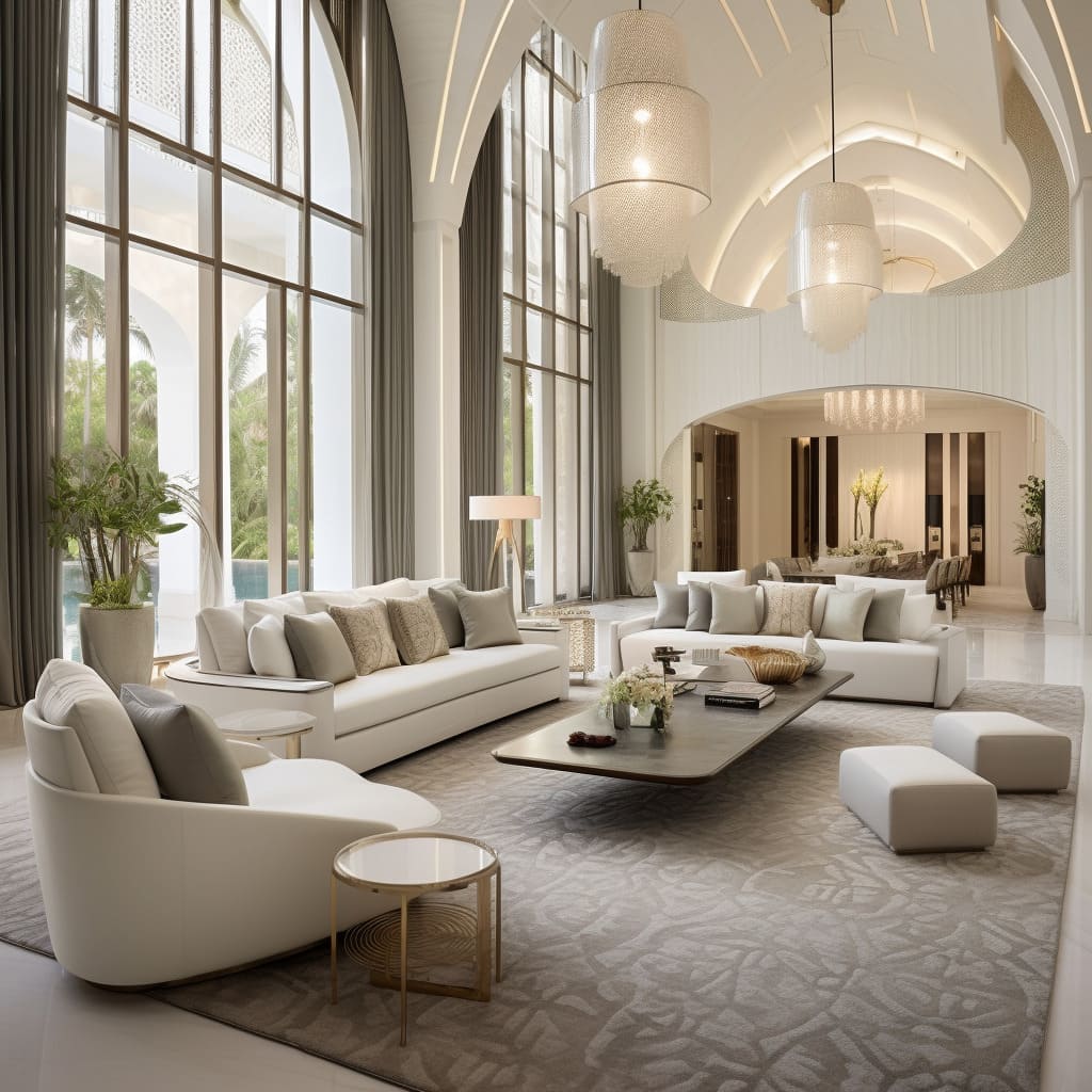 Every detail in this living room, from the furniture to the art, screams contemporary luxury.