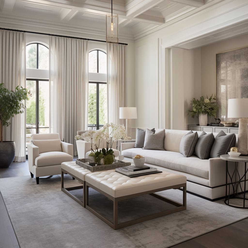 Furniture placement in this New York-style living room is thoughtfully arranged.