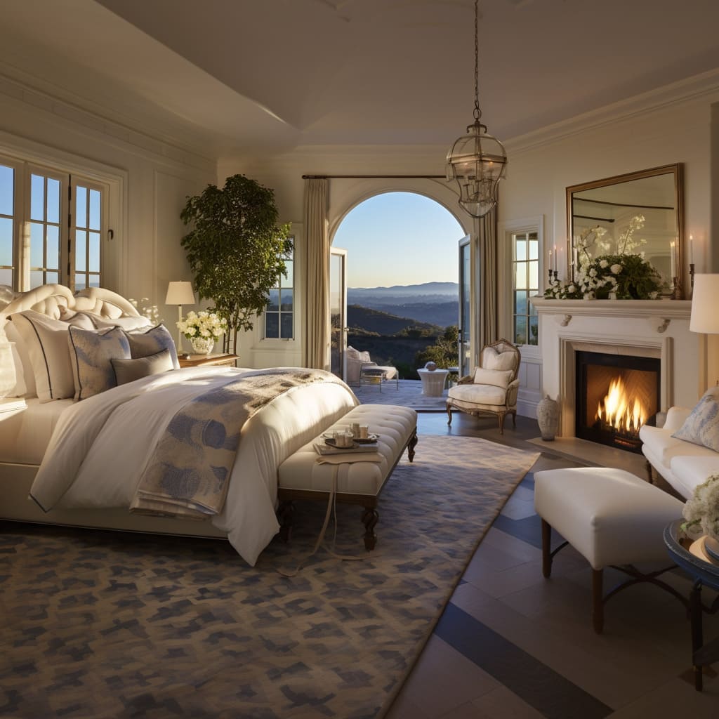 In this California-style master bedroom, traditional elements add character and style.