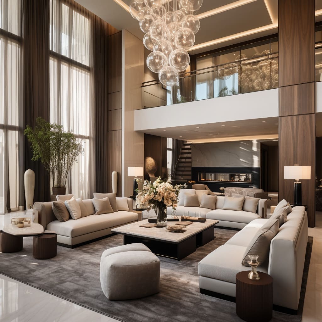 In this house, the living room features a sleek sofa set that defines modern comfort.