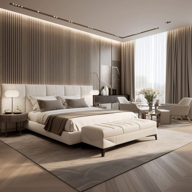 Elegance of Off-White Master Bedroom Interior Design | FH