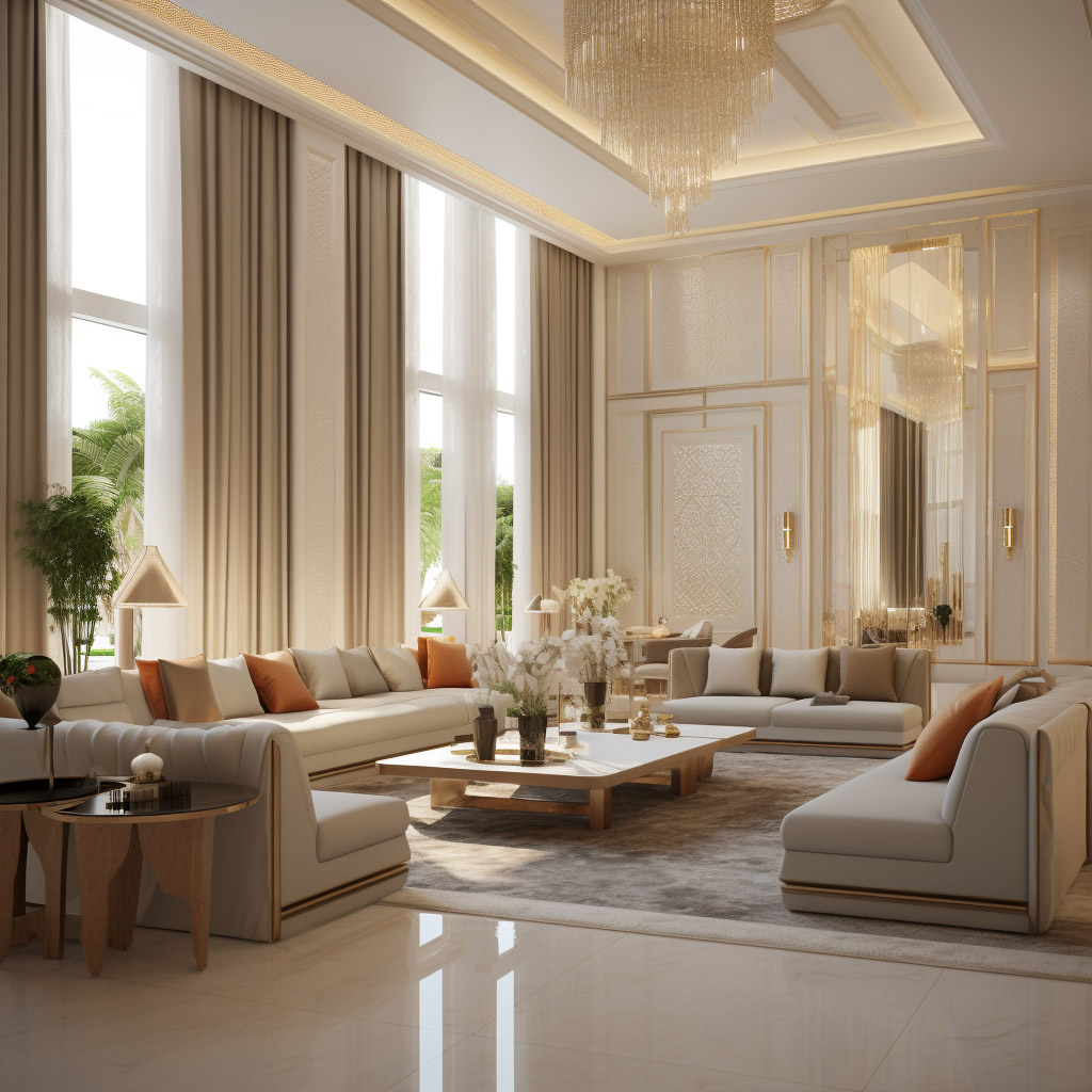 Contemporary style seating Interior Design in a Dubai Arab house