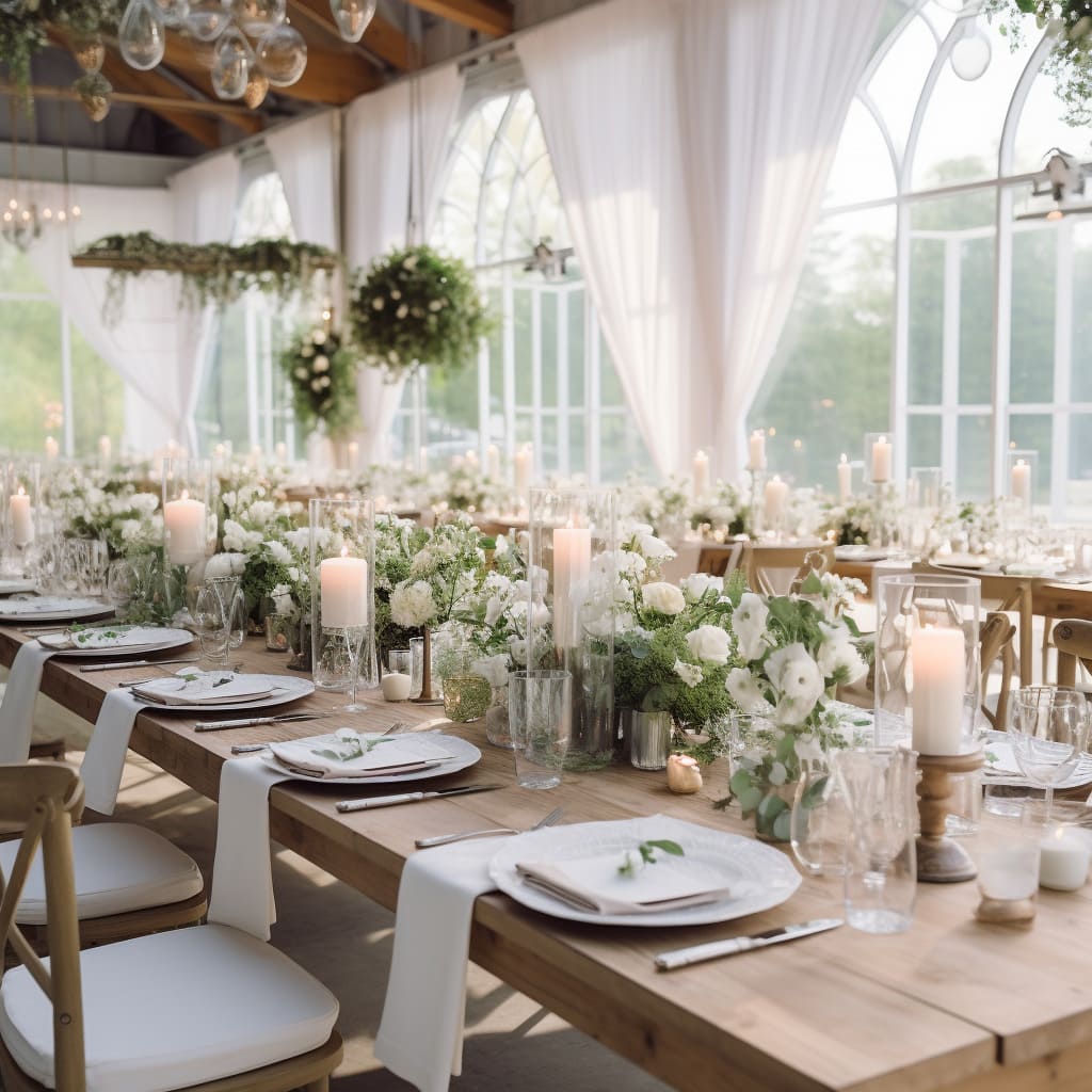 Modern furniture enhances the wedding dining experience.