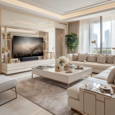 Cream Elegance: Modern Luxury in Living Room Design | FH