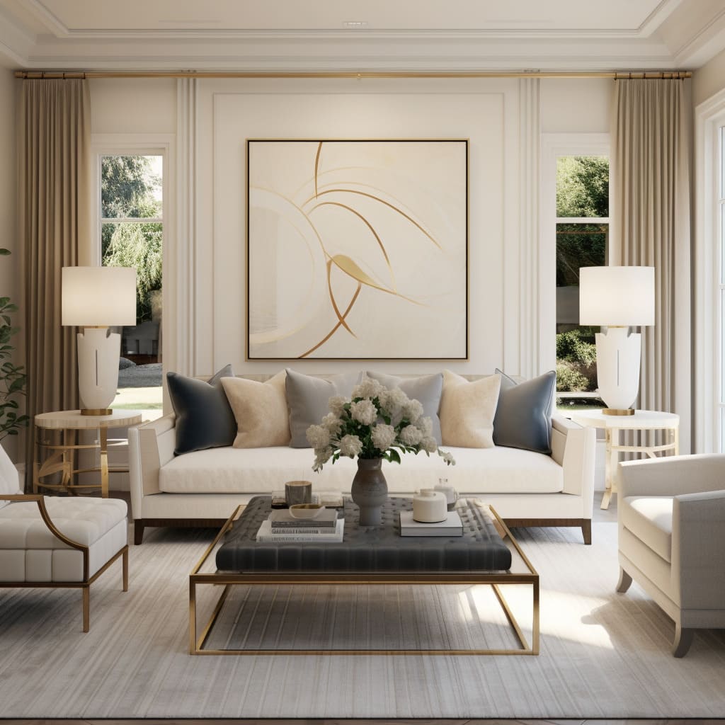 The contemporary classical sofa set becomes a focal point in this American style living room.