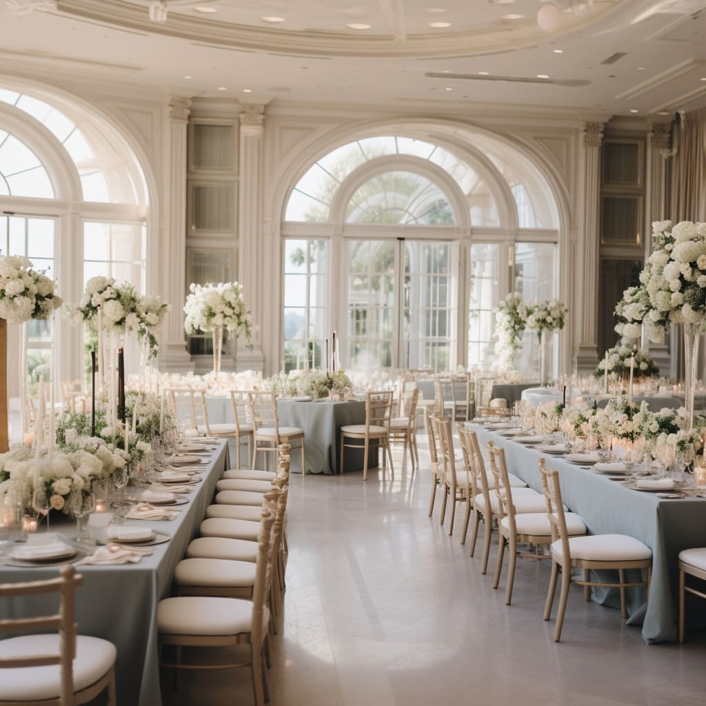 The interior design of the wedding dining room exudes modern elegance.