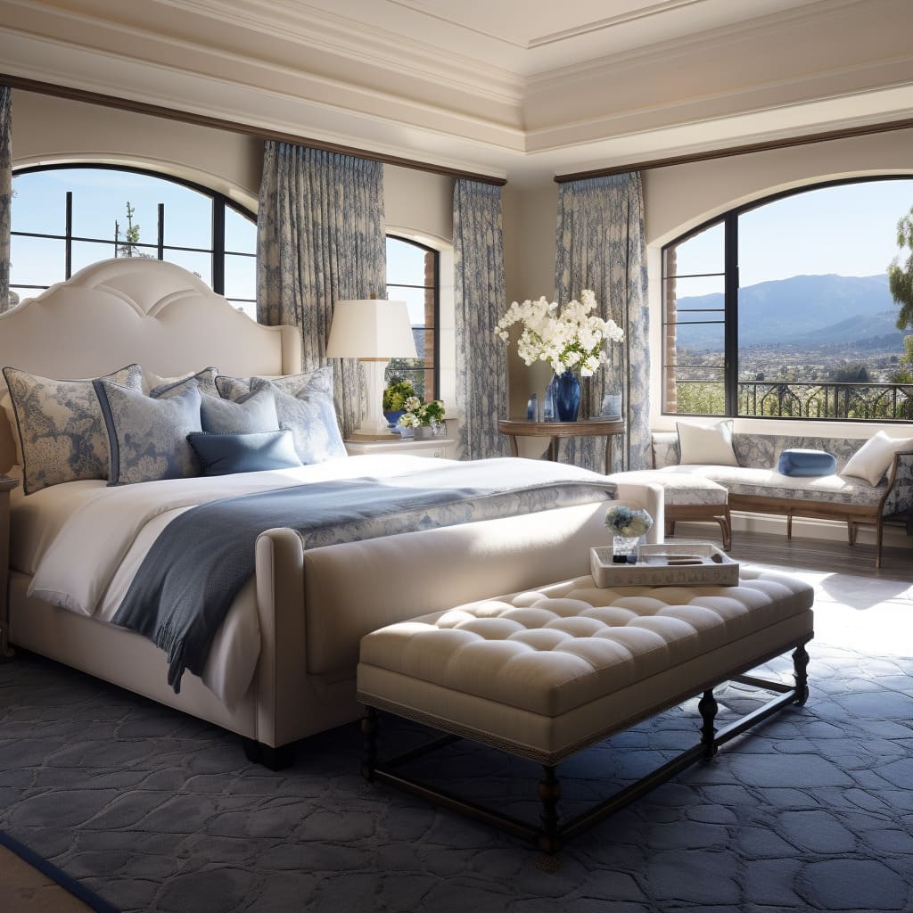 The master bedroom is a beautiful example of classic American interior design.
