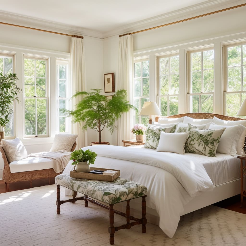 The master suite is adorned with beautiful decorations in a classic style.
