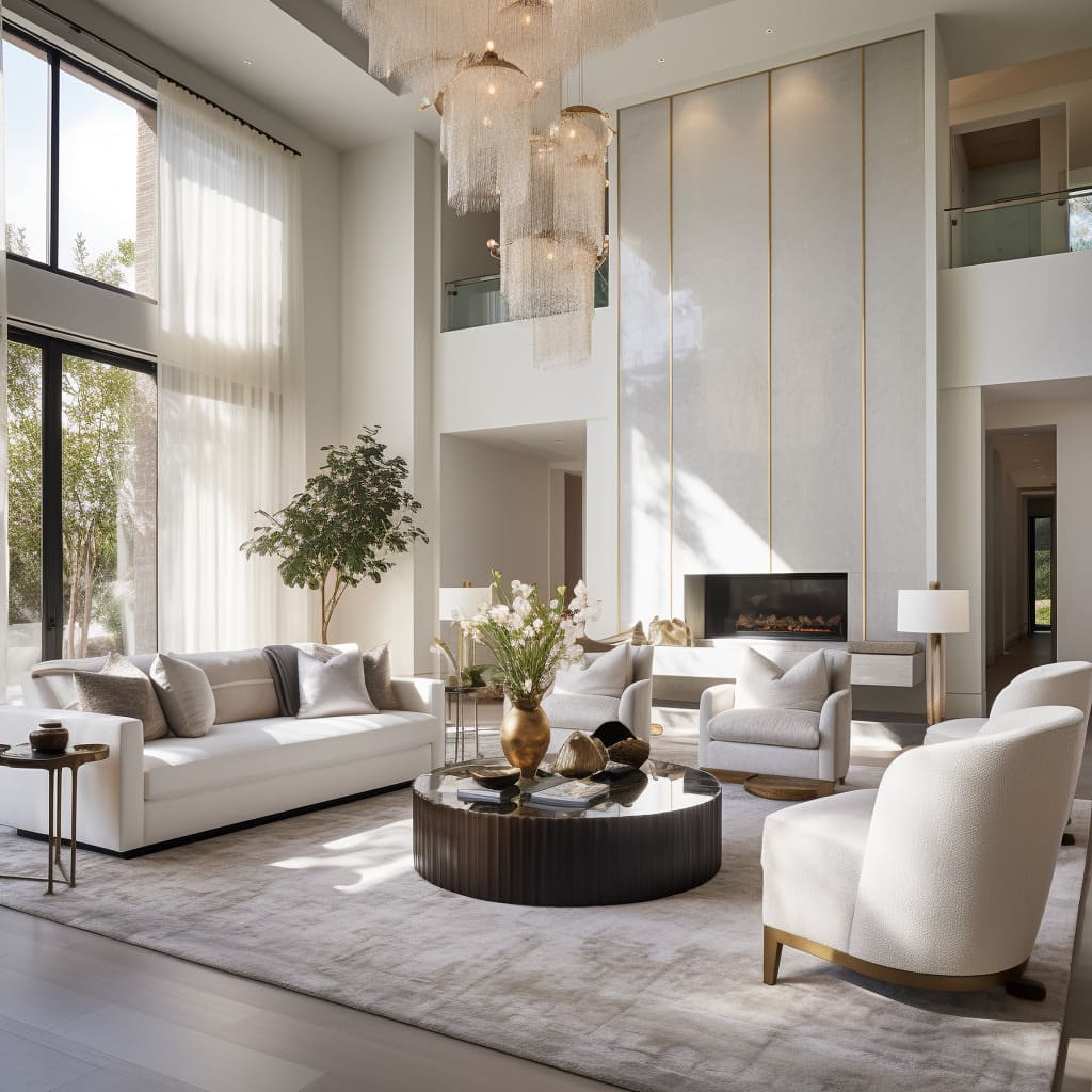 The modern sofa in white transforms the living room into a chic space.