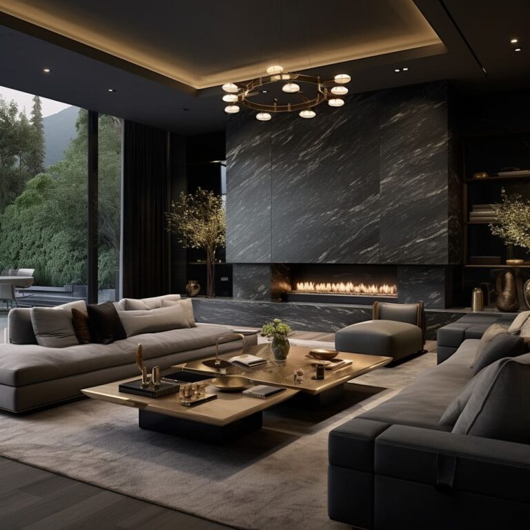 Elegance of Stone in Luxurious Living Room Interiors | FH