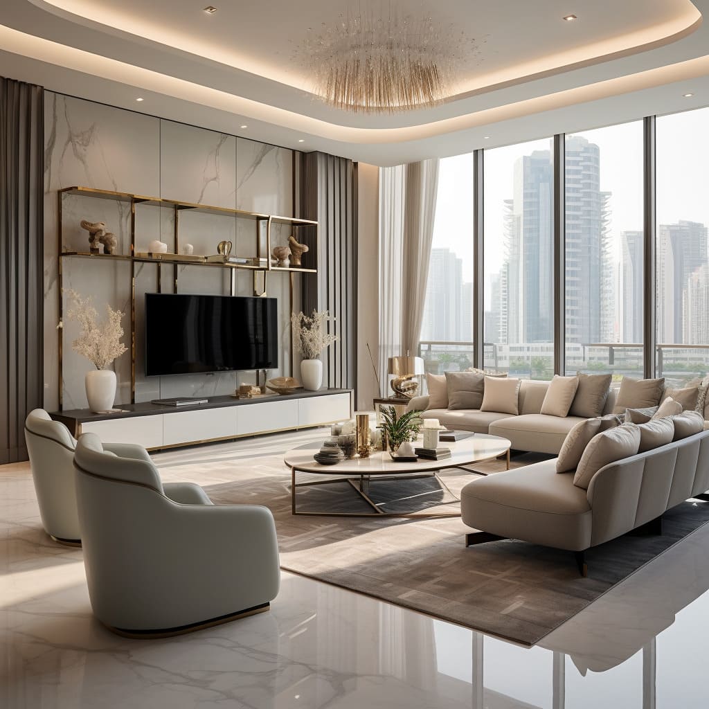 The spaciousness of the living room is accentuated by minimalistic décor.
