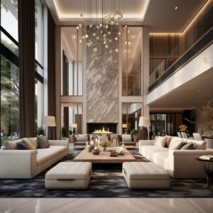 Modern Elegance: A blend of Neutrals and Natural Textures in Luxurious Living