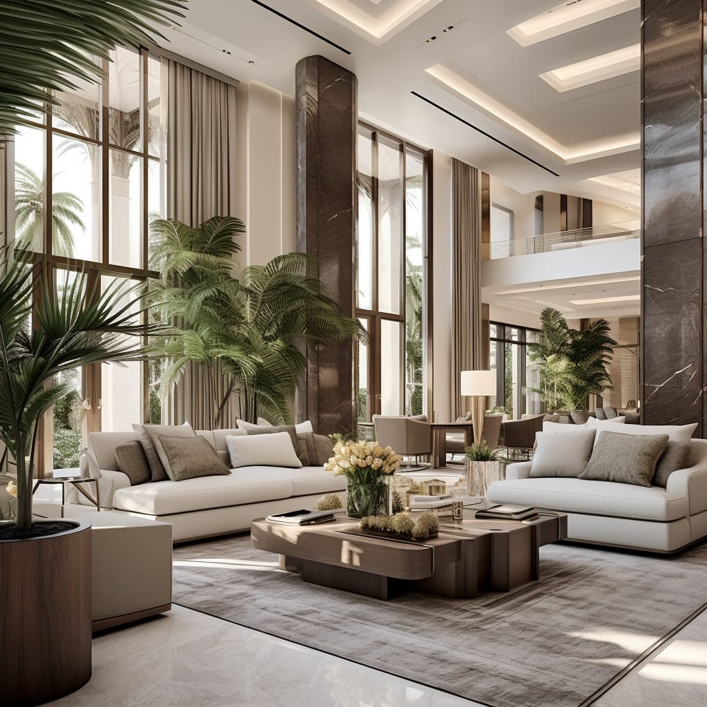 This home's design is perfected with a living room that exudes warmth and luxury.