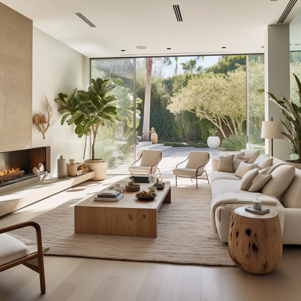 This house's living room embraces eco-style with furniture that supports sustainability and comfort in every stitch.