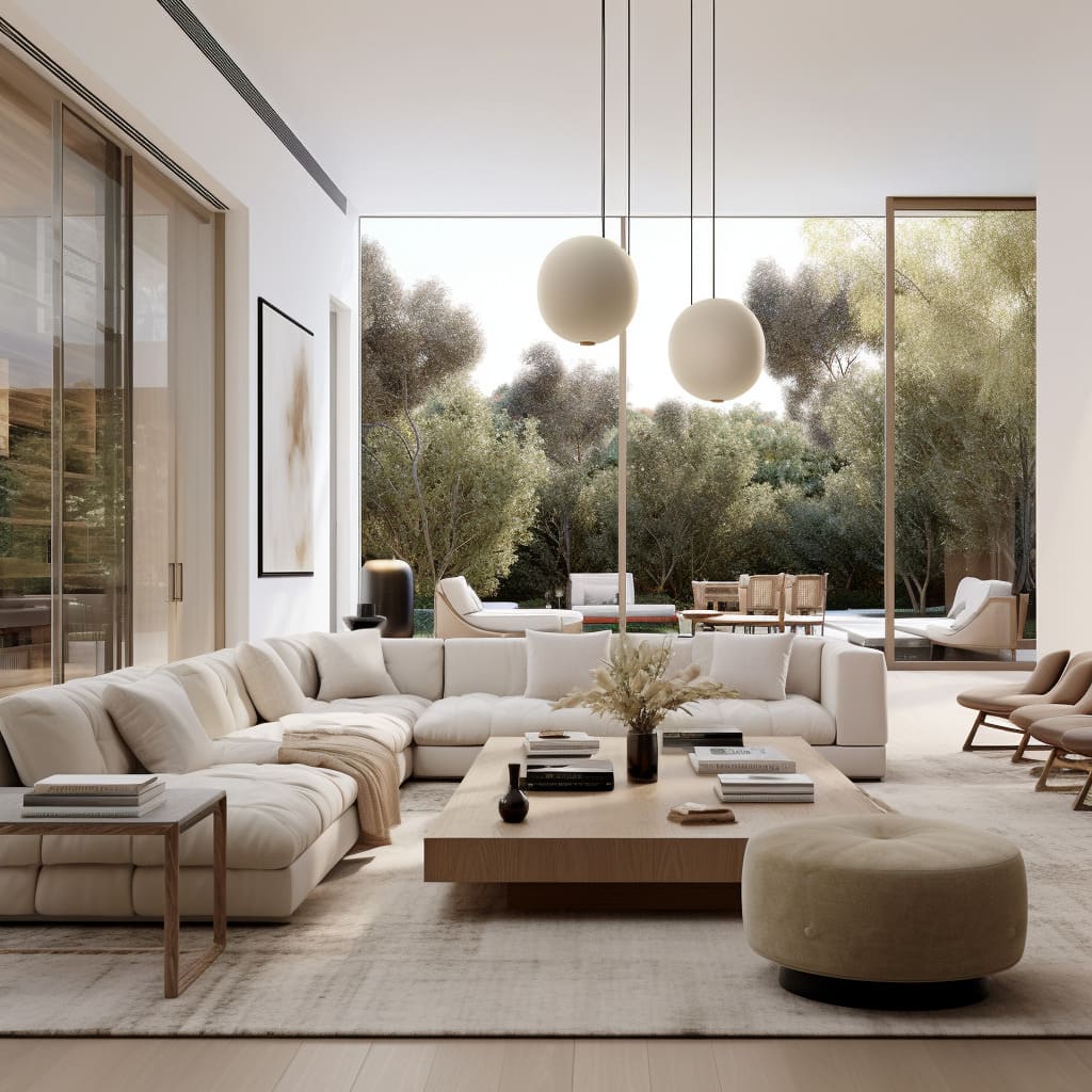 This modern home's living room is a testament to LA style, with clean lines and minimalist accents.