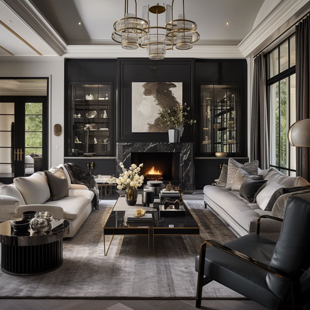 Transitional American living rooms blend classic and modern styles effortlessly.