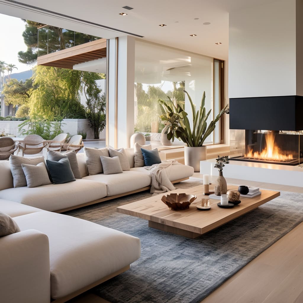 White walls and modular sofas in this modern living room create a space that's both stylish and cozy