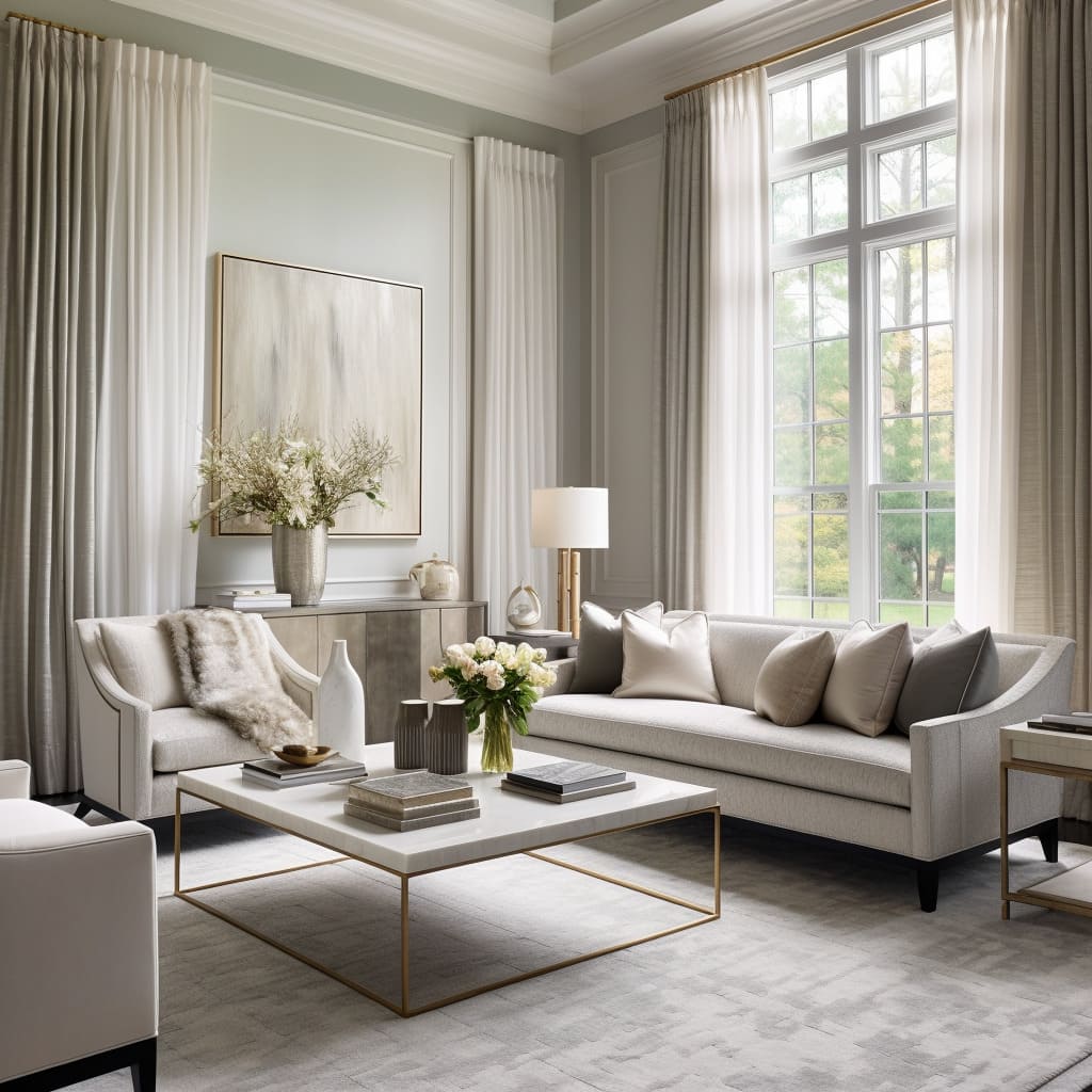 White walls and subtle textiles give this living room a clean and modern classic feel.