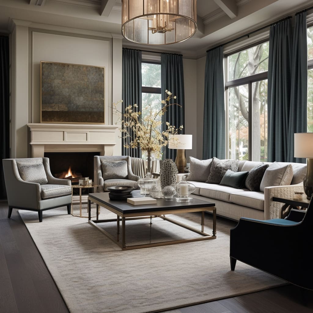 White walls in this living room create a bright, modern classic atmosphere.