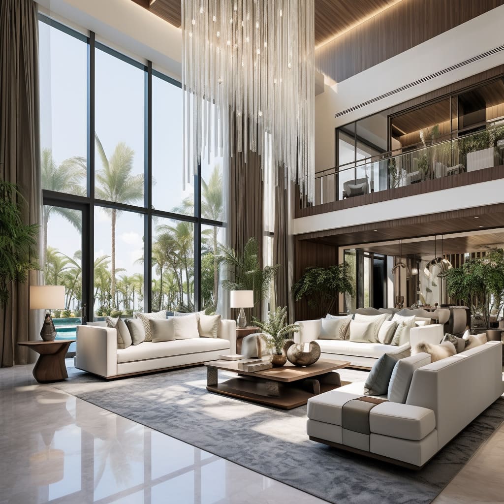With its sophisticated decor, the Dubai villa's living space reflects a new level of modern elegance.