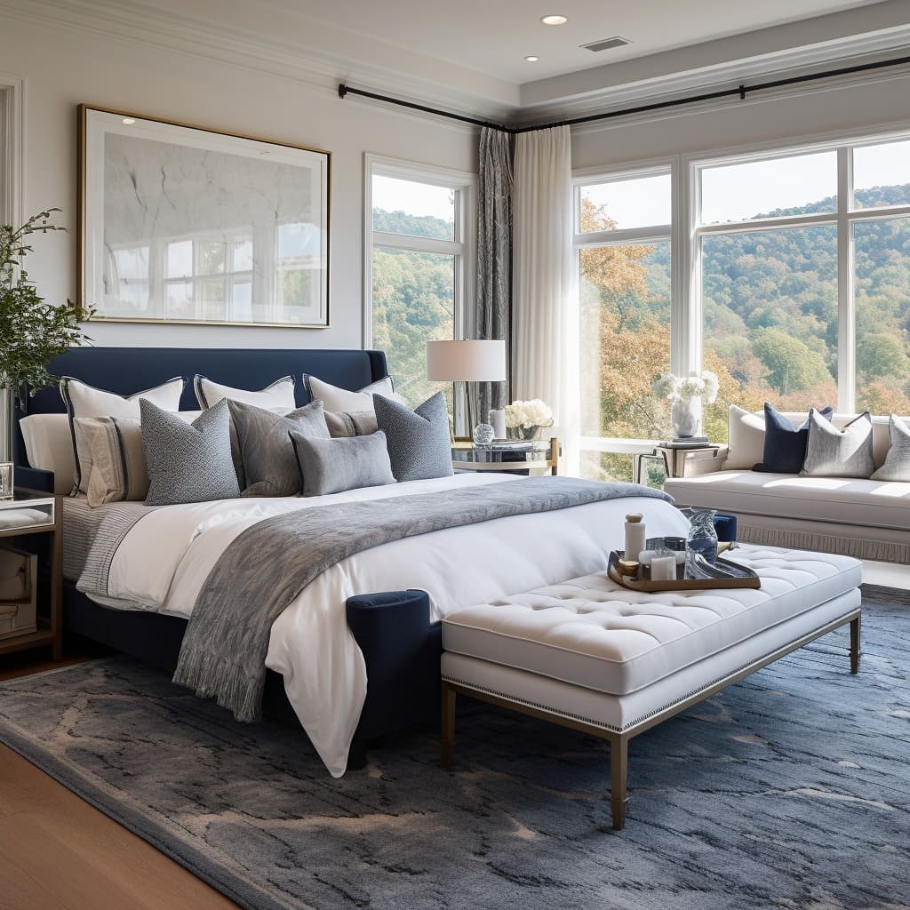 With its traditional decor, this American master bedroom exudes timeless charm.