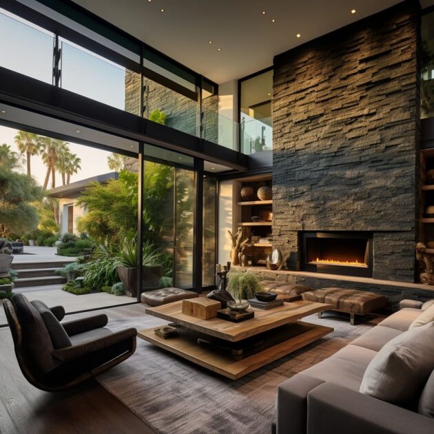 Slate Stone Living Room Interior Design Ideas | 25 Images
