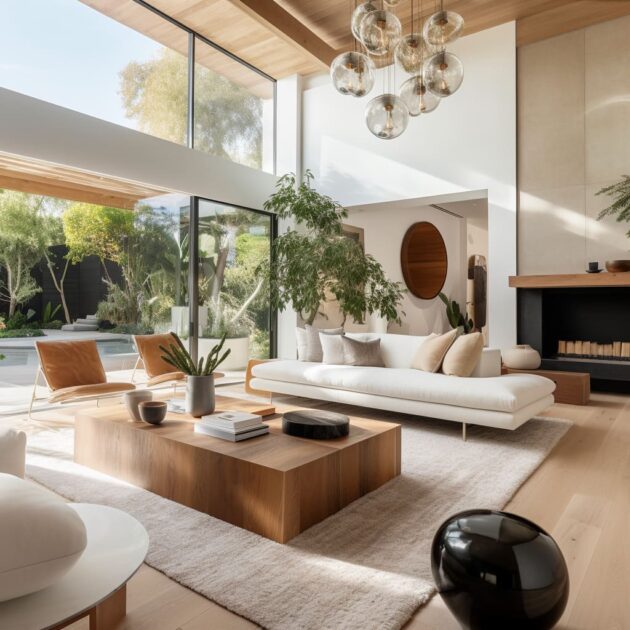 Organic & Modern Minimalist Living Room Interior Design | FH