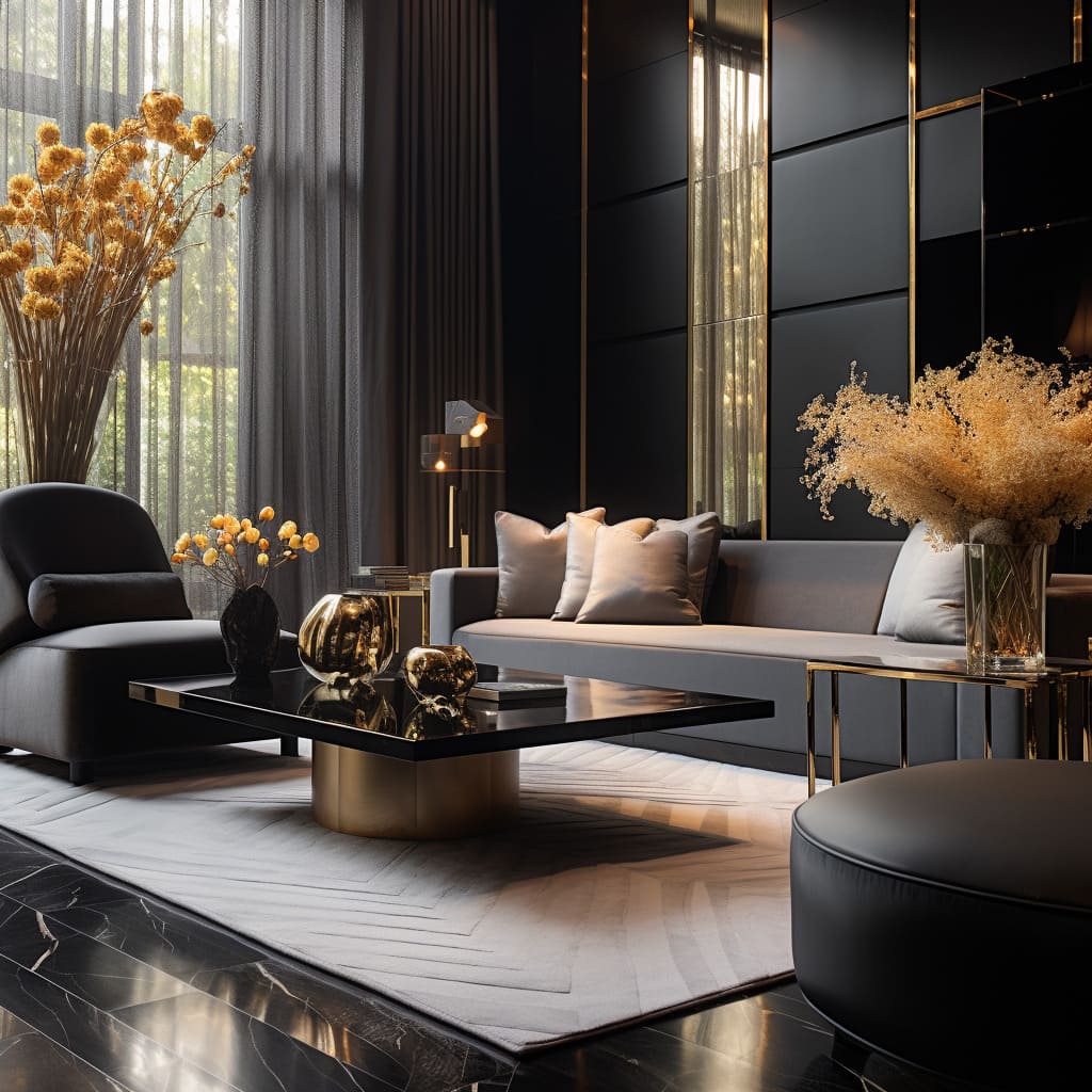 A living room interior, which effortlessly combines style and functionality
