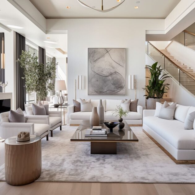 White and Beige in Contemporary Living room Interiors