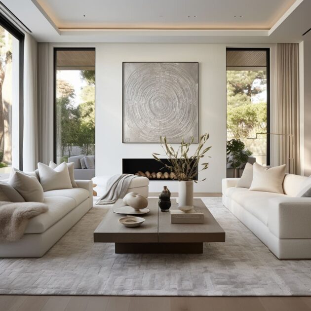 White and Beige in Contemporary Living room Interiors