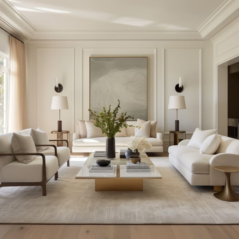 White and Beige in Contemporary Living room Interiors