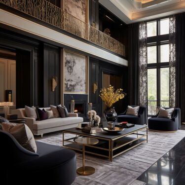 Bold Black&Gold Living Room Interior Design Ideas | Amazing
