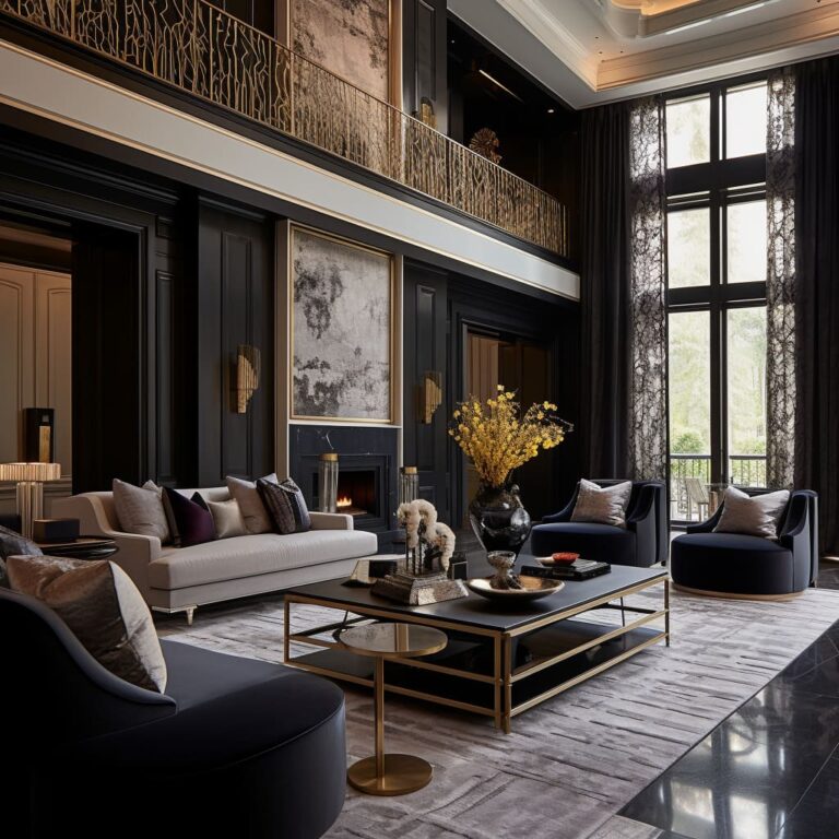 Bold Black&Gold Living Room Interior Design Ideas | Amazing