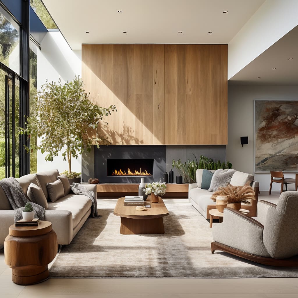 A modern living room with refined simplicity and an inviting atmosphere exudes urban sophistication