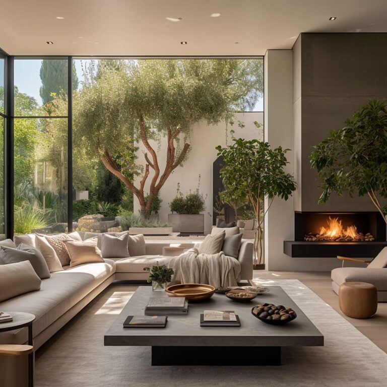 Organic & Modern Minimalist Living Room Interior Design | FH